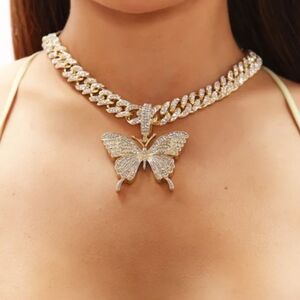Fashion Nova Always Fly Butterfly Necklace Gold